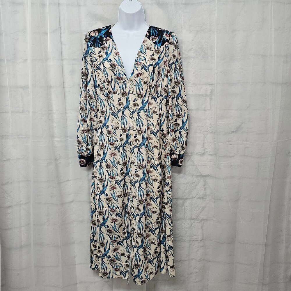 Elliatt Alessandra Dress Babydoll Blue Floral Midi Cottage S NWT